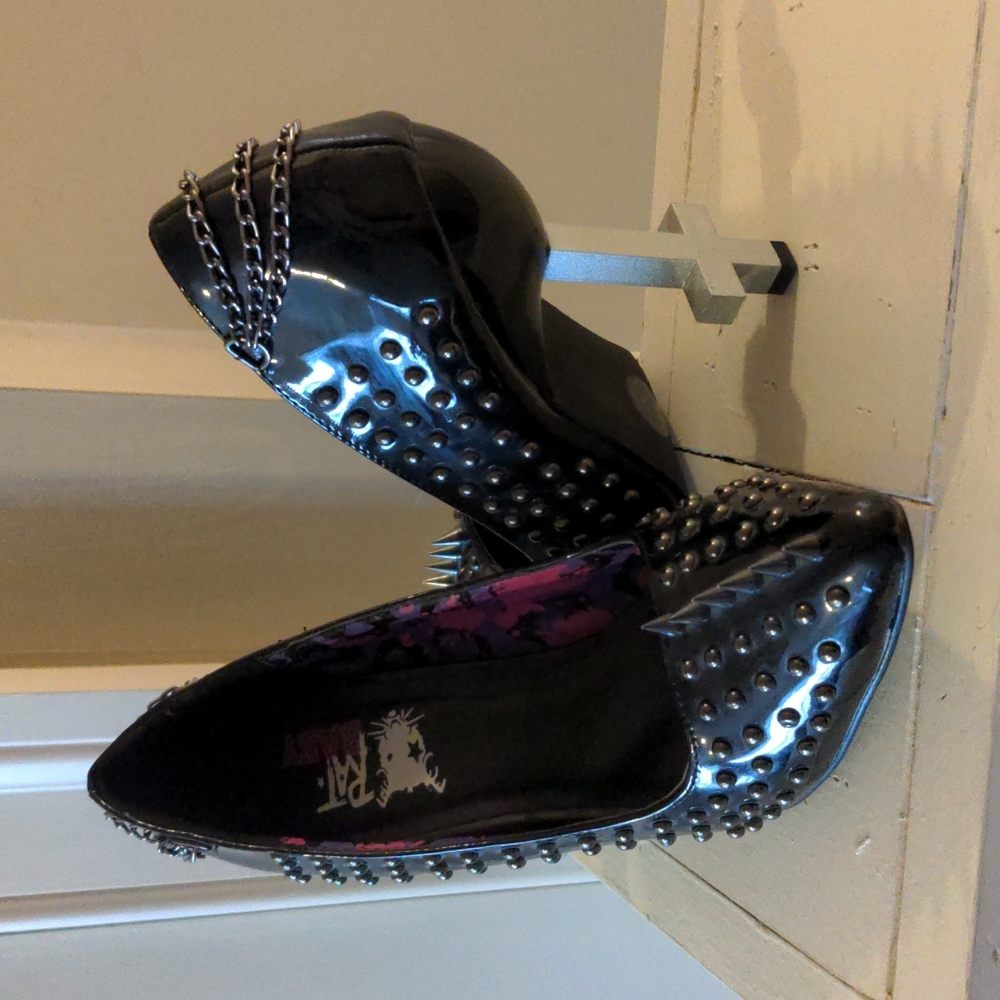 Rat Baby Shoes Spike and Studs Cross Heels